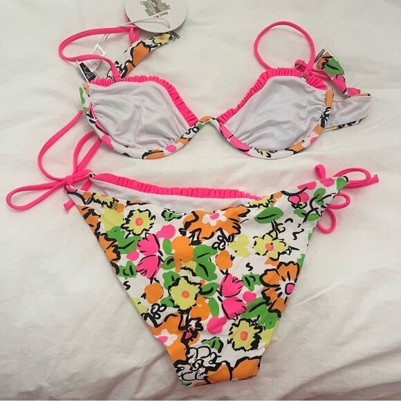 Princess Polly Zari Bikini Set Orange Multi Floral - Picture 6 of 6